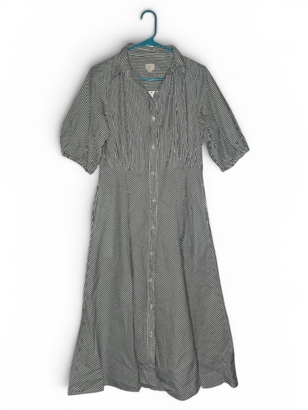 Womens, a new day, Green and White Striped Button-Front Midi Dress, Small, NWT!!